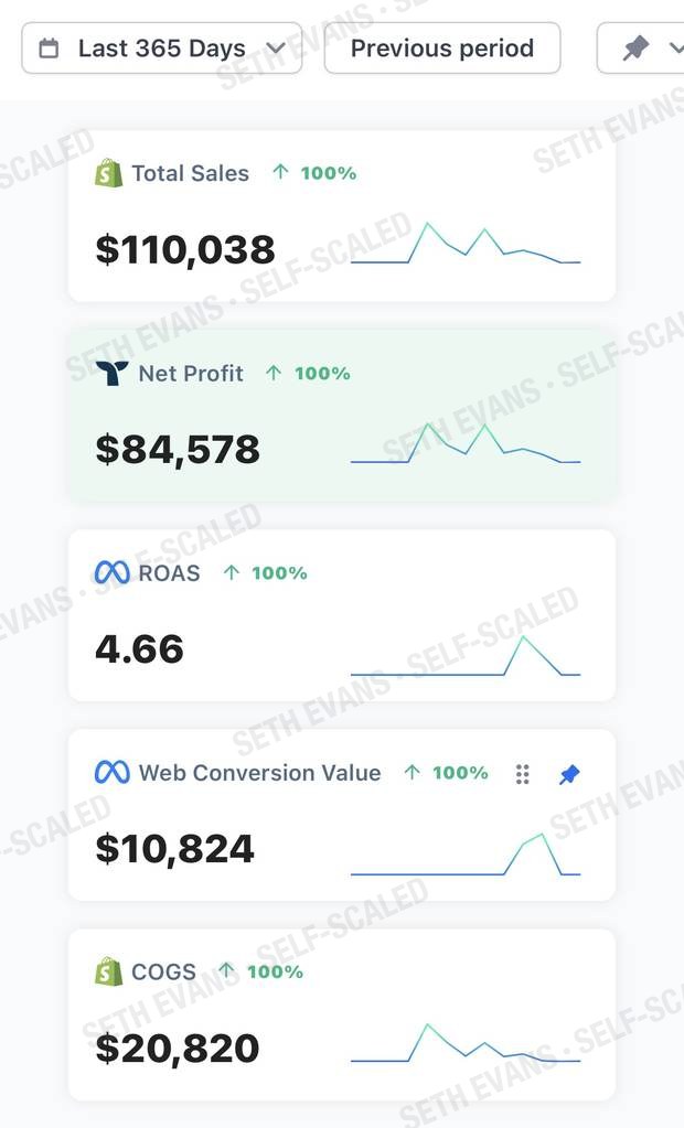 Triple Whale trailing-year view: $110,038 sales