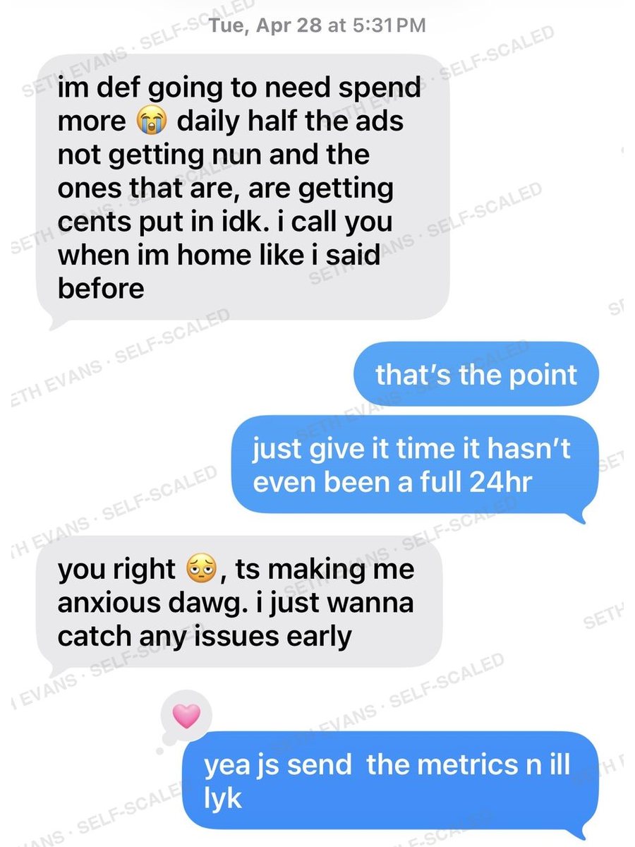 Text conversation: give the ads 24 hours